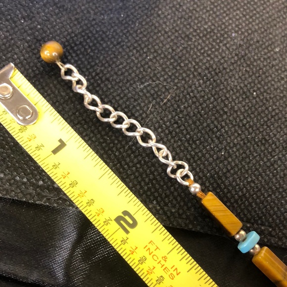 MEXICAN Turquoise Tigers Eye Black Onyx Sterling Silver 950 / 925 Jewelry Set - Picture 13 of 17